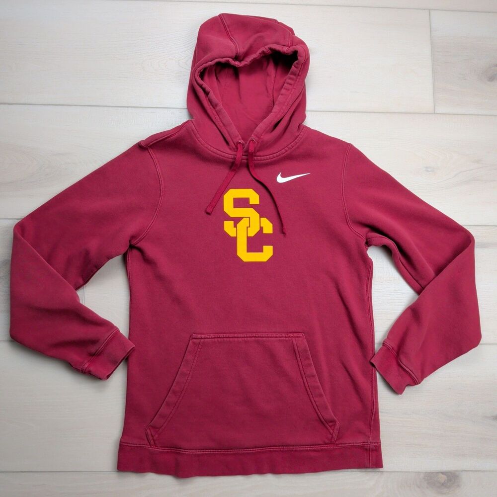 USC Trojans Nike Hoodie Mens Size Small Red Pullover Fleece Sweatshirt CT1778-69